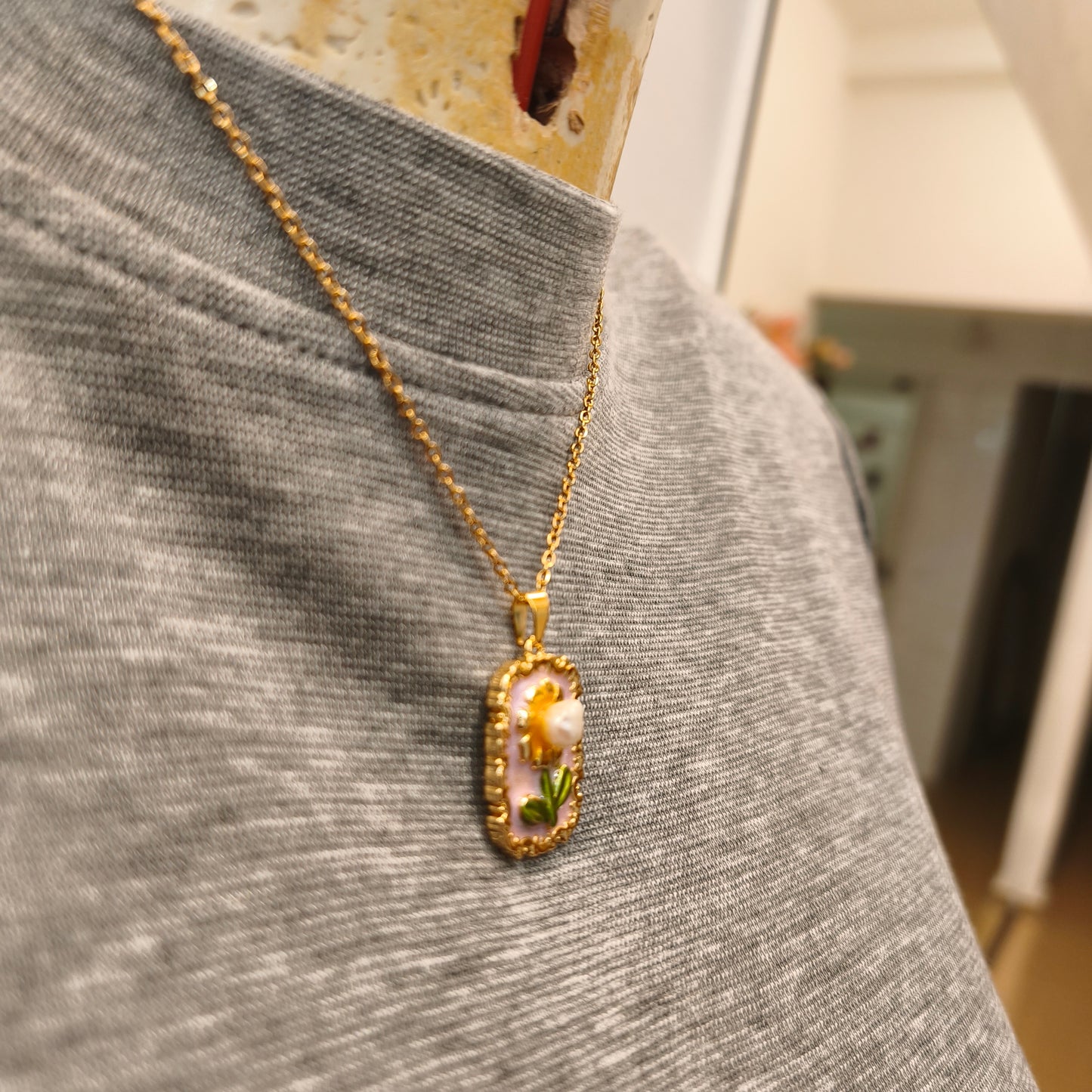 Collana fiore rosa