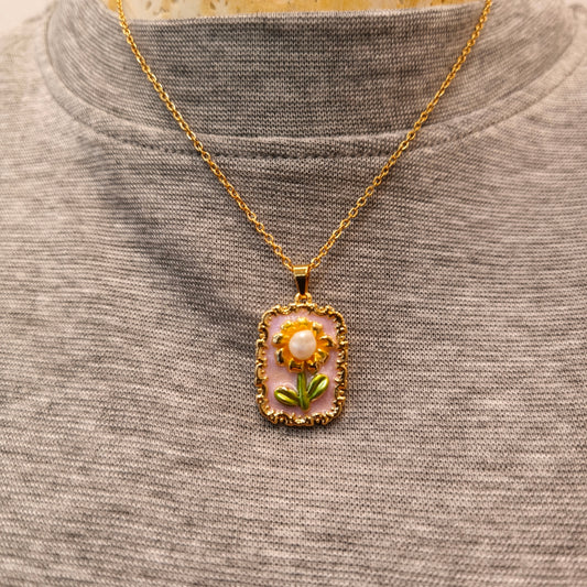 Collana fiore rosa